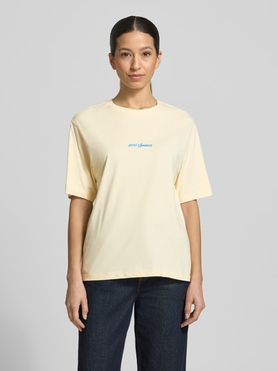 Selected regular fit T-shirt van puur katoen model 'VIGGA' Lichtgeel - 4