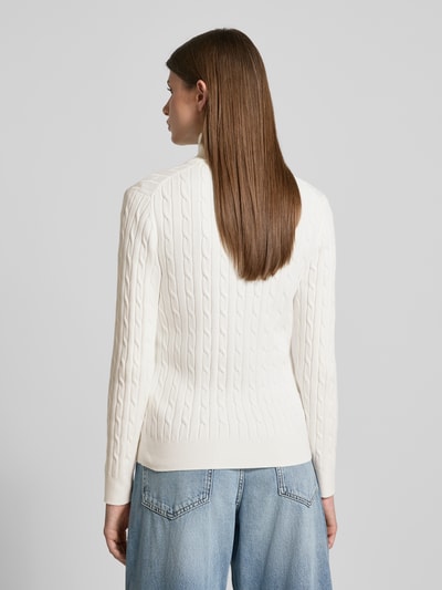 Gant Troyer mit Logo-Stitching und Zopfmuster Ecru 5