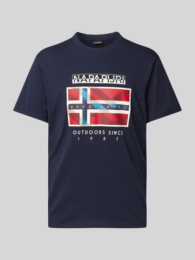 Napapijri T-shirt z okrągłym dekoltem model 'BIG FLAG’ Granatowy 2