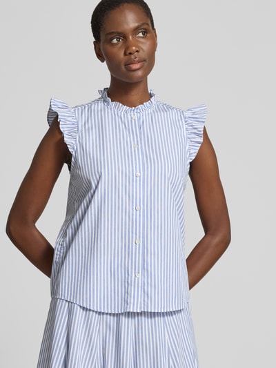 GANT Regular Fit Bluse mit Stehkragen und Rüschen Hellblau 3
