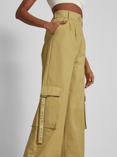 Karo Kauer Cargohose in unifarbenem Design Khaki 3