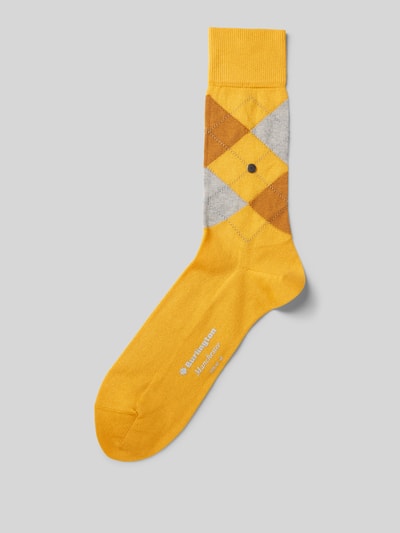 Burlington Socken mit Label-Applikation Modell 'MANCHESTER' Gelb 1