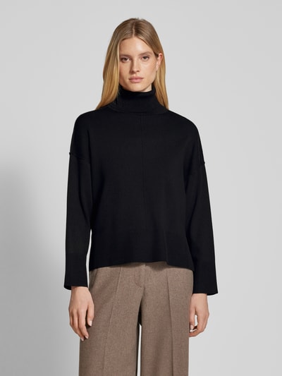 Vila Oversized gebreide pullover met col, model 'OSTRIA' Zwart - 4