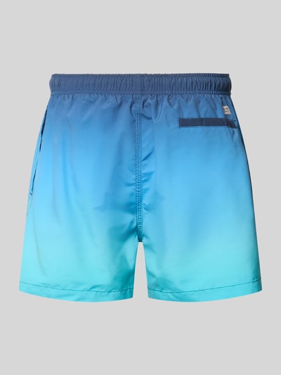 Productfoto, zwembroek in two-tone-stijl van MCNEAL, regular fit, elastische band, tunnelkoord, heren, blauw-turquoise kleurverloop
