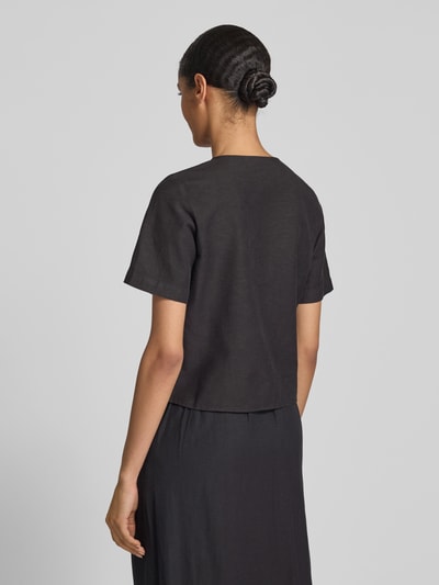 Vila Regular fit blouse met knoopsluiting en klepzakken Zwart - 5