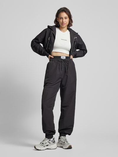 Sixth June Double waist sweatpants met labelpatch Zwart - 1