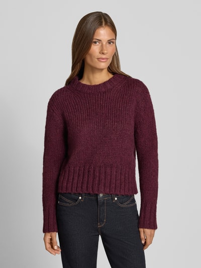 Topshop relaxed fit gebreide pullover met katoen-aandeel Aubergine - 4