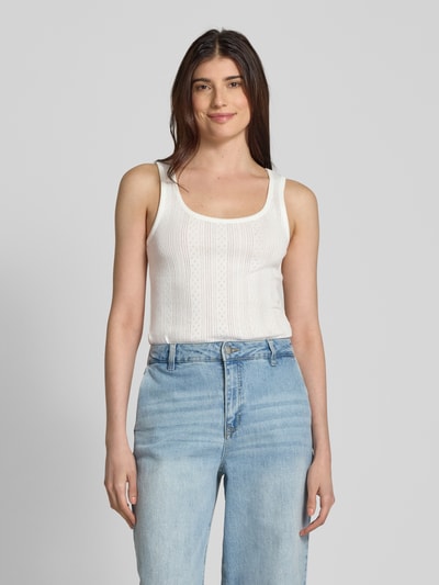 Vero Moda Slim Fit Tank Top aus reiner Baumwolle Modell 'LISA POINTELLE' Weiss 4