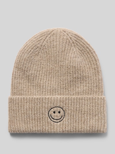 PIECES Beanie met borduursel Model 'MALIKA' Beige gemêleerd - 1