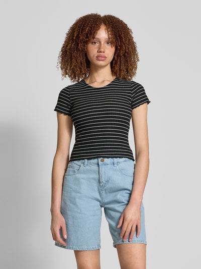 Only Slim fit T-shirt met viscose, model 'EMMA' Metallic zwart - 4