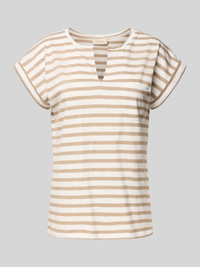 FREE/QUENT T-Shirt mit V-Ausschnitt Modell 'Viva' Taupe 2