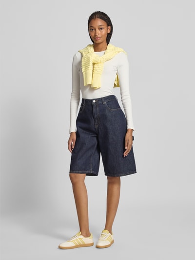 Tommy Jeans Slim fit shirt met lange mouwen van ribstof Offwhite - 1