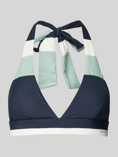 Marc O'Polo Bikinitop met halter en brede blokstrepen Donkerblauw - 1