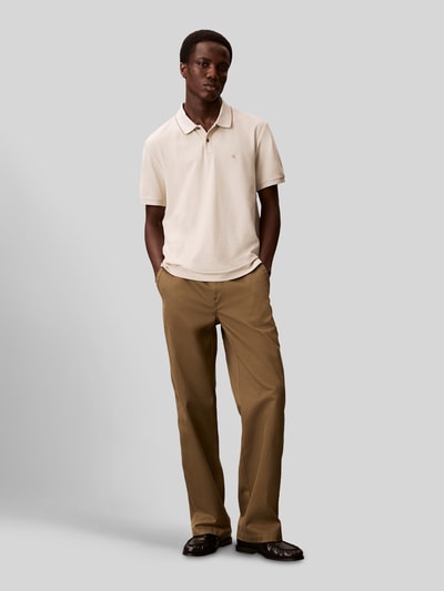 CK Calvin Klein Poloshirt mit Logo Stitching aus reiner Baumwolle Offwhite 1