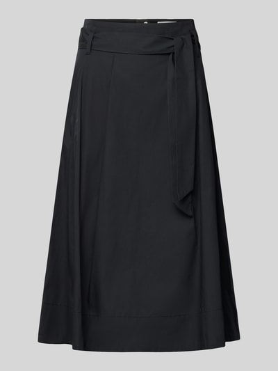 Produktfoto, Regular Fit Midirok in plooien-look van Christian Berg Woman van puur katoen met ritssluiting en afneembare stoffen band, zwart