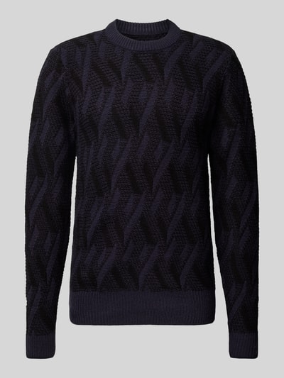 Casual Friday Gebreide pullover met structuurmotief, model 'Karl' Marineblauw - 2