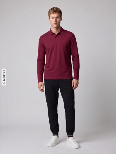 BOSS Green Poloshirt mit Logo-Patch Modell 'Pirol' Bordeaux 1