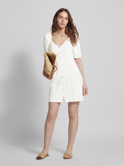 Vero Moda Midi-jurk van een mix van viscose en linnen, model 'MYMILO' Wit - 1