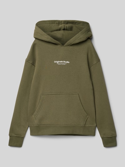 Jack & Jones Hoodie mit Label-Print Modell 'ERBRO' Oliv 1