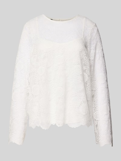 Pieces Regular Fit Langarmbluse aus Spitze Modell 'OLLINE' Offwhite 2