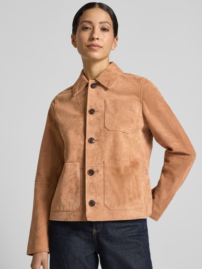 JOOP! Regular Fit Lederjacke mit Umlegekragen Modell 'LUANA' Beige 3