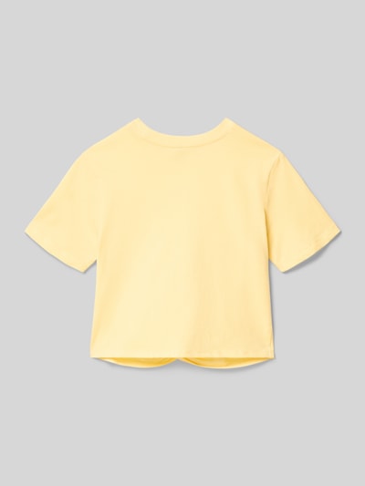 Produktfoto, Boxy Fit T-Shirt aus reiner Baumwolle Modell 'REX' von Only in einfarbigem Hellgelb, kurzarm, Rundhalsausschnitt, glatte Textur.
