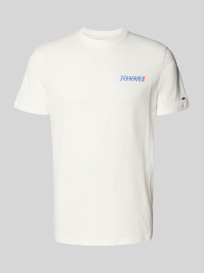 Produktfoto, Regular Fit T-Shirt aus reiner Baumwolle von Tommy Jeans, Optik: Unifarben, Label-Print, Rundhals, Kurzarm, Jersey-Struktur