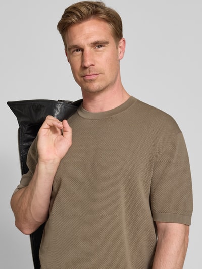 Drykorn Gebreid shirt met structuurmotief, model 'Derico' Zand - 3