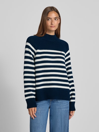 Tommy Hilfiger Sweter o luźnym kroju z dzianiny z czystej bawełny Granatowy 4