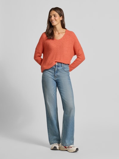 MOS MOSH Oversized Strickpullover mit gerippten Abschlüssen Modell 'THORA' Hellrot 1