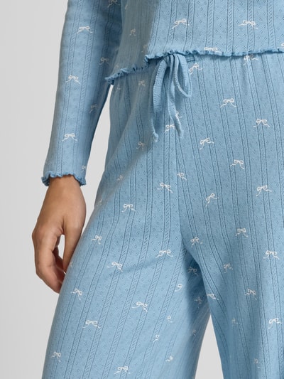 Jake*s Casual Wide Leg Pyjama-Hose mit Lochmuster Hellblau 3