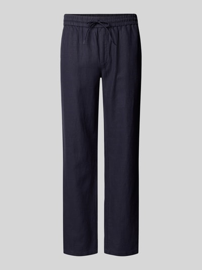 Les Deux Regular fit linnen broek met steekzakken, model 'Patrick' Donkerblauw - 2