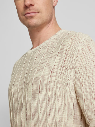 GABBA Gebreide pullover met streepmotief, model 'Leo Real' Ecru - 3