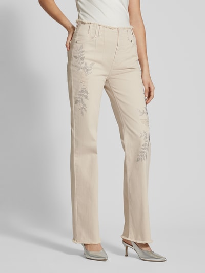 monari Straight Leg Jeans mit Paillettenbesatz Sand 4