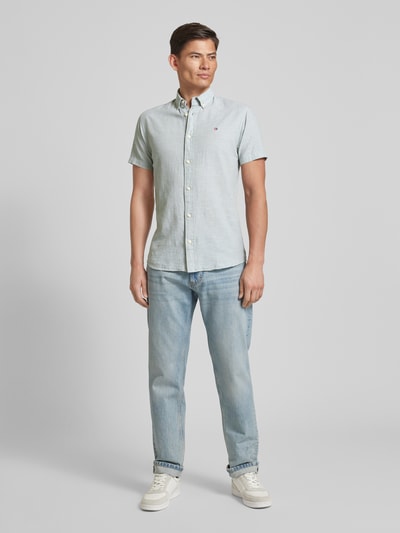 Jack & Jones Premium Slim fit vrijetijdsoverhemd in gemêleerde look, model 'SUMMER' Lindegroen - 1