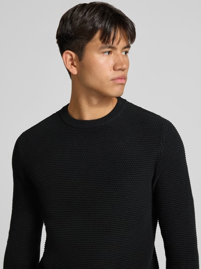 REVIEW Regular Fit Strickpullover aus reiner Baumwolle Black 3