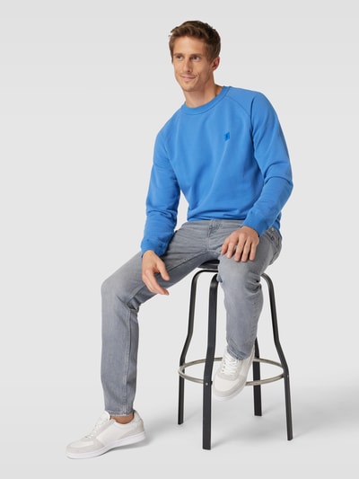 Thinking Mu Sweatshirt met motiefpatch, model 'SOL' Lichtblauw - 1