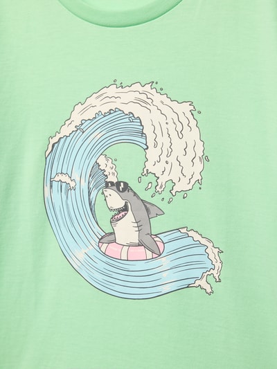 Tom Tailor Regular Fit T-Shirt aus reiner Baumwolle Hellgruen 2