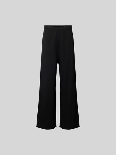 Produktfoto, Wide Fit Stoffhose mit Gesäßtasche von MM6 Maison Margiela in Schwarz aus reiner Baumwolle, elastischer Bund, offener Saum.