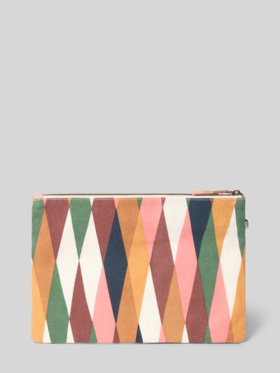 Produktfoto, Clutch mit Logo-Patch Modell 'Juno' von Barts in buntem Rautenmuster, reine Baumwolle, sichtbarer Reißverschluss, Größe 31x32x1 cm.