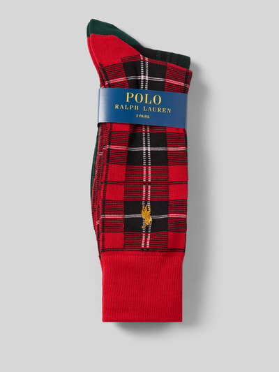 Produktfoto, Socken mit Logo-Stitching im 2er-Pack von Polo Ralph Lauren Underwear, kariertes Allover-Muster, mehrfarbig, Baumwollmix