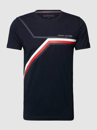 Tommy Hilfiger T-shirt z bawełny ekologicznej z nadrukiem z logo   Granatowy 2