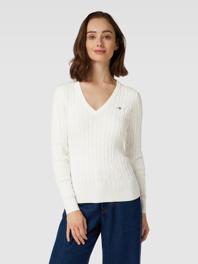 Gant Gebreide pullover met labeldetail Ecru - 4