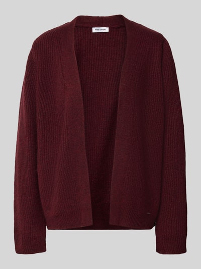 Productfoto, Strickjacke in open pasvorm met structuurpatroon van MORE & MORE, bordeaux, wolmix, regular fit, dames, textuur zichtbaar