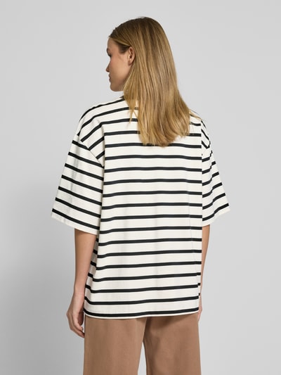 Jake*s Casual Oversized T-Shirt mit geripptem Rundhalsausschnitt Offwhite 5