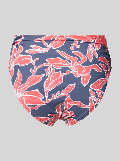 Produktfoto, High Waist Bikini-Slip z kwiatowym nadrukiem allover, model 'Camolo' od Barts, miks materiałów ze stretchem, kolor granatowy i koralowy, damski Bikini-Slip