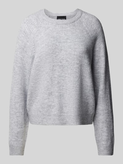 Pieces Relaxed Fit Pullover mit Rundhalsausschnitt Modell 'OLLA' Hellgrau Melange 1