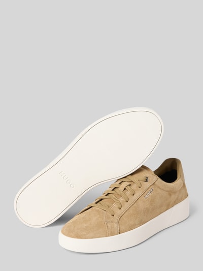 HUGO Sneakersy o niskim kroju z czystej skóry welurowej model 'LYDE_TENN' Beżowy 4