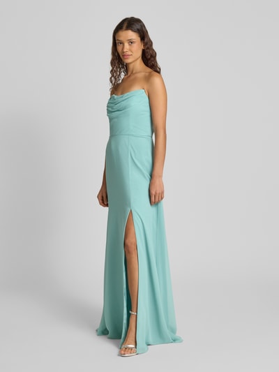 V.M. Abendkleid mit Wasserfall-Ausschnitt Hellgruen 1