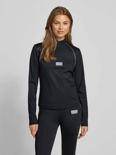 EA7 Emporio Armani Bluzka funkcyjna ze stójką i logo Czarny 4